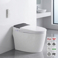 WC intelligent monobloc certifié WaterMark SAA avec chasse automatique, bidet, siège chauffant, lavage féminin, veilleuse et commande latérale intelligente