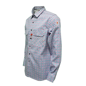 NFPA2112 FR certificata Plaid saldatore ritardante di fiamma camicia Anti-Static Nylon Workwear con tasche sul petto impermeabile all'ingrosso - Product Image 3