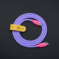 Gel de Silicona de Textura Fina y Color Degradado para Cable de Carga Compatible con iPhone 15/16 y Dispositivos Android