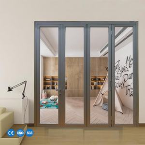 Porte en verre trempé à double vitrage, système de profilés architecturaux pliants pour bâtiments résidentiels, couleur personnalisée disponible - Product Image 1
