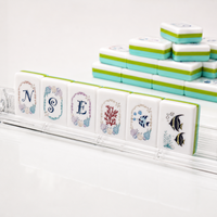 Tuiles de Mahjong Américaines Série Corail Marin, Ensemble Nautique Acrylique 4 Couches Nacré Marbré, Logo Personnalisé OEM Vente en Gros