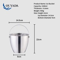 OUYADA 2.8L Ember Es Stainless Steel Merah Berdinding Ganda Terisolasi, Wadah Pendingin Anggur & Sampanye untuk Hotel & Bar, Logo Dapat Disesuaikan