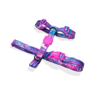 Glitch 502 H-Harness สายรัดอกสุนัขลายสีชมพูสีฟ้าปรับขนาดได้ - Product Image 1