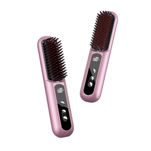Portable Straight Hair Comb Travel Small Charging Fashion Color Matching PTC Digital LED Wireless Hair Straightening <b>Brush</b> - Product Image 6