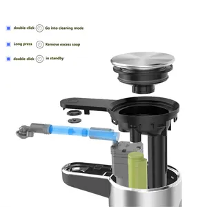 Dispenser sabun otomatis elektrik, alat Dispenser sabun Premium tanpa sentuh, dioperasikan baterai elektrik, Dispenser sabun otomatis, dapat disesuaikan, tombol kontrol Volume - Product Image 5