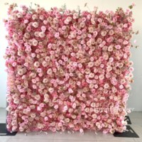 Panneau floral en soie de haute qualité 8x8, personnalisable, 3D/5D, rose artificielle, fond de scène pour mariage, décoration de fond