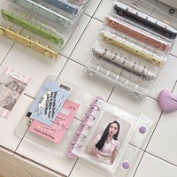 M5 Fresh Classeur à anneaux à double fermoir en PVC souple transparent avec clips colorés, pour album photo et journalisation personnalisée