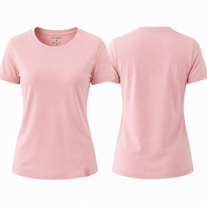 T-shirts décontractés pour femmes en coton doux, col rond, manches courtes, hauts de tous les jours, logo personnalisé, OEM, ODM, marque privée - Product Image 2