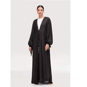 <span class=keywords><strong>Al</strong></span> <span class=keywords><strong>Haramain</strong></span> Thobe Ramadan Decoraciones Robe Black Cordón Abaya De Luxe String Open Abaya - Product Image 4