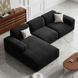 Ensemble de canapés modulables de qualité supérieure, revêtement en tissu gris anthracite, design moderne, rembourrage en éponge, demandez un échantillon gratuit - Product Image 6