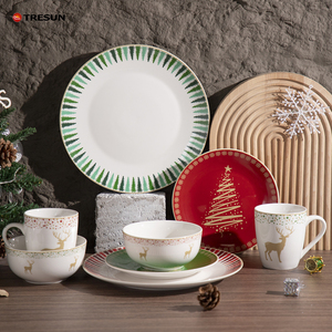 Nouvel arrivage personnalisé de vaisselle de Noël design <span class=keywords><strong>neige</strong></span> 16 pièces de cuisine thème <span class=keywords><strong>assiette</strong></span> et bol en porcelaine <span class=keywords><strong>blanche</strong></span> ensemble de tasses - Product Image 4