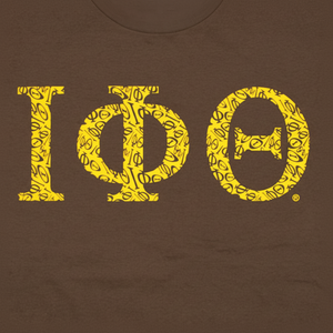 Iota Phi Theta Greek Letters Graphic Tee <b>Brown</b> and Yellow Fraternity <b>T</b>-<b>Shirt</b> Premium Greek Apparel for Brothers - Product Image 1