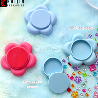 Autocollant personnalisé pour téléphone portable en forme de fleur, étui cosmétique pour rouge à lèvres et baume à lèvres en ABS+PP pour fard à joues, fard à paupières et poudre
