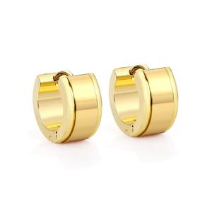 Wholesale Minimalism Custom Stainless Steel Jewelry Chunky 18K <b>Gold</b> <b>Plated</b> Smooth Classic Huggie <b>Hoop</b> <b>Earrings</b> for Women - Product Image 1