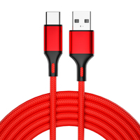 Cable de Datos de Nailon de Carga Rápida Tipo C de 2.4A, 1M 2M 3M, para iPhone y Samsung, Cable de Carga Rápida USB a Tipo-C, Venta al Por Mayor