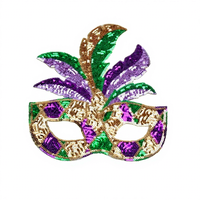 Patchs brodés à sequins en feutre à sequins et masque de reine pour vêtements-Mardi Gras Party