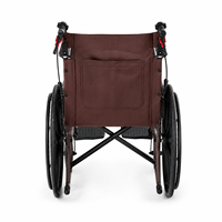 Fauteuil roulant en acier QHC Attendant-Control - Cadre marron chocolat, freins à main, repose-pieds rabattables, pneus pleins de 24 pouces, garantie de 3 ans, 100 kg