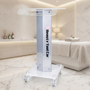 Carrito de Belleza Móvil de Lujo con Superficie Acrílica y Amplio Gabinete de Almacenamiento para Equipos de Manicura, Facial y Spa - Product Image 1