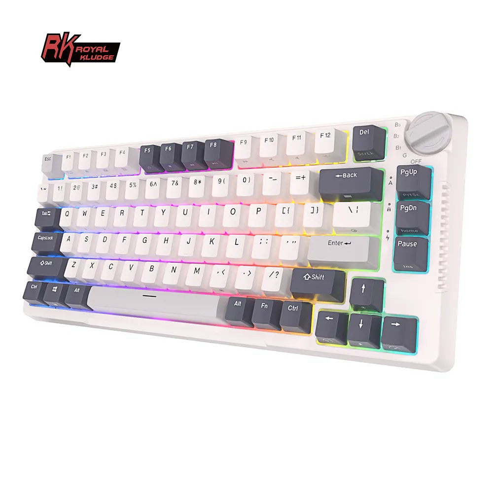 Royal Kludge RK H81 teclado gamer 3-Mode 81 keys Mechanical Keyboard with Wireless Knob Gasket mount mechanical keyboard hotswap