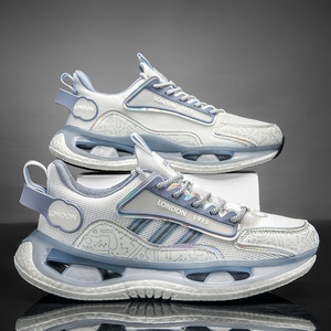 高品質ハイキングメンズホワイトスポーツプレーンホワイト高さ増加スニーカーシューズ男性用ウォーキングシューズ新しいスタイル2024 - Product Image 2