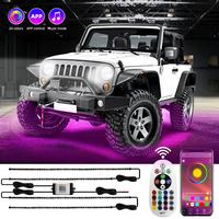 Kit d'éclairage sous châssis RGBIC en aluminium 12V synchronisé à la musique, IP67, 4 bandes LED réactives au son pour voitures de spectacle et balades nocturnes