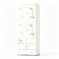 Armoire en plastique pour enfants avec barre de suspension et plusieurs tiroirs pour ranger les vêtements de bébé