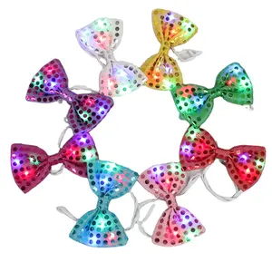 Piscando Light Up Gravata Gravata LED Unisex Lantejoula Bowtie Casamento Festa Cosplay