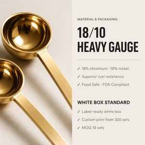 Gold PVD 18/10 Stainless Steel Mirror Finish Long Handle Measuring Spoon Set 6Pcs 1.25ml-15ml Restaurant Kitchen - Product Image 4