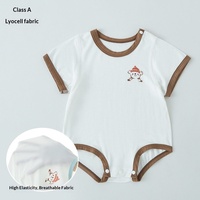 Barboteuse d'été en Lyocell pour bébé, à manches courtes, motif dessin animé, respirante et extensible, pour nouveau-nés garçons et filles, combinaison décontractée pour bébé, effet rafraîchissant