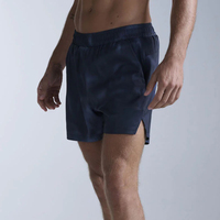 Veste réfléchissante personnalisée bleu marine avec entrejambe de 5 pouces, Short de course vintage en maille taille haute en bambou, idéal pour le marathon et la course à pied