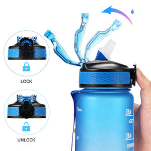 梯度运动1000毫升水瓶，带刻度透明塑料水杯，带绳索涂层风格，适合返校 - Product Image 6