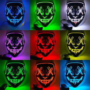 <span class=keywords><strong>Masque</strong></span> de fête lumineux Halloween OEM ODM, masques <span class=keywords><strong>LED</strong></span> Halloween à lettres noires, masques faciaux d'horreur en plastique avec lumières EL, accessoires luminescents - Product Image 2