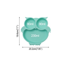 Plato de Silicona Personalizado al por Mayor para Bebés, Diseño de Búho de Dibujos Animados, Base con Succión, Secciones Divididas, Ecológico, Apto para Lavavajillas, Grado Alimenticio para Niños Pequeños - Product Image 3