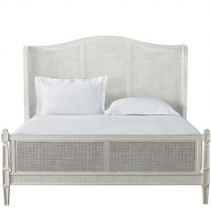 <span class=keywords><strong>Letto</strong></span> in Quercia Massiccia di Design <span class=keywords><strong>Francese</strong></span> con Testiera in Rattan Morbido Ecologico, Disponibile nelle Misure Full/Queen/King/California King - Product Image 3