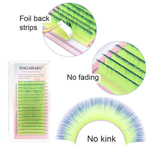 NAGARAKU Color Easy Fanning Volume Extension ciglia Auto Fans ciglia marrone viola blu <span class=keywords><strong>Mix</strong></span> 9-15mm 16 linee <span class=keywords><strong>Mega</strong></span> Volume - Product Image 4