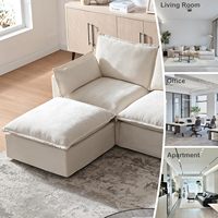Sofá Seccional Modular en Forma de L, Otomana Extra Grande Convertible de 3 Plazas, Respaldo Cuadrado de Cuero PU, Brazos Curvos (Beige) 9331" para Sala de Estar