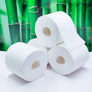 OEM 2/3/4 kertas tisu toilet bubur bambu Virgin 100% cetakan dan kemasan ukuran khusus lapis kertas tisu toilet