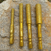 Lot de 4 forets diamantés de 60 mm de longueur pour perçage à sec, avec tige hexagonale, pour carrelage céramique, granit, marbre et perçage couronne
