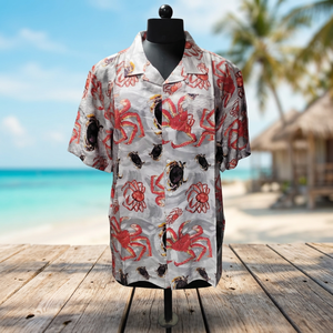 Chemise hawaïenne décontractée pour homme à manches courtes en sergé, imprimé feuilles tropicales, noir et vert, respirante et écologique, idéale pour les vacances d'hiver - Product Image 3