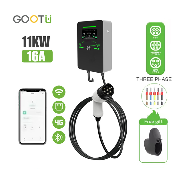 Waterproof Ip65 Type 2 Ac Eu Standard Wifi 4G 11Kw 3 Phase Ev Charger Ocpp Commercial Ev Charging Station