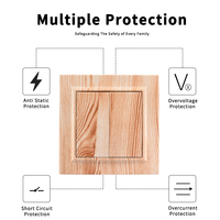 Prise murale vintage en bois blanc grainé, norme européenne 250V, avec interrupteur tactile et double prise USB Type C