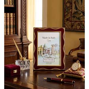 Beltrami Photo <b>Frame</b> 4x6 Inch Real Silver Plated Red Wave Gold Design - Product Image 2