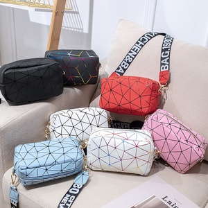 New Arrival Women's Autumn Fashionable Geometric Print PU Material Messenger Shoulder Bag <b>Camera</b> <b>Strap</b> Colorful Letter Design - Product Image 1