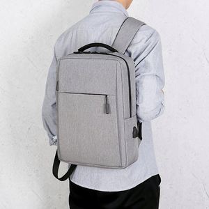 Unisex Denim Business <b>Backpack</b> Zipper Polyester Lining Breathable Durable Large Capacity USB Charging Waterproof <b>Laptop</b> - Product Image 4