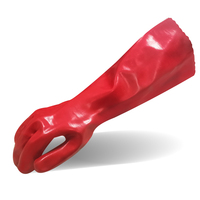 Gants de travail en PVC doublés de tissu éponge rouge de 40 cm, imperméables, résistants aux acides, aux alcalis et aux huiles pour le nettoyage industriel