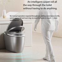 Cuvette WC moderne en céramique à double chasse automatique intégrée avec réservoir dissimulé, chauffage électrique, désodorisant, pour usage domestique et hôtelier, avec protection en mousse intégrée, couleur blanche
