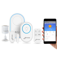 Kit keamanan sistem Alarm anti-maling nirkabel IoT yang terhubung dengan WiFi termasuk Sensor PIR Sensor pintu dan jendela