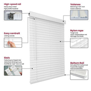 Tende Veneziane in Finto Legno, Oscuranti e Resistenti, Montaggio a Soffitto 70"W X 60"H, Design Moderno <span class=keywords><strong>Zebra</strong></span>, Direttamente dalla Fabbrica, Elegante Bianco - Product Image 2