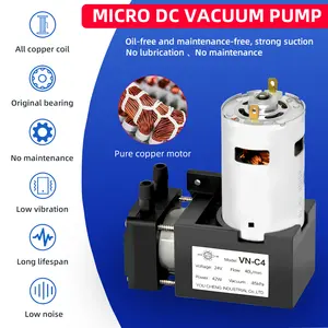 Small DC 12v/24v Air Negative Pressure Single Head Pistoni Vacuum Pump With Brush Motor For Printing