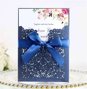 Laser Cut Hollow Lace Wedding invitation Cards with Envelopes Kraft Invitation for Engagement Wedding Invite